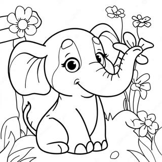 Pagina Para Colorear De Horton Con Flores Coloridas 28627-25917