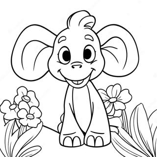 Pagina Para Colorear De Horton Con Flores Coloridas 28627-25918