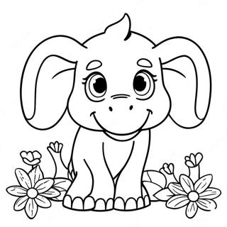 Pagina Para Colorear De Horton Con Flores Coloridas 28627-25920