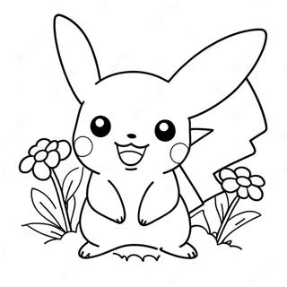 Pagina Para Colorear De Pikachu Lindo Con Flores 28697-25974