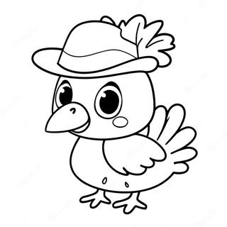 Pagina Para Colorear De Un Pavo Bebe Bonito Con Sombrero 28807-26061