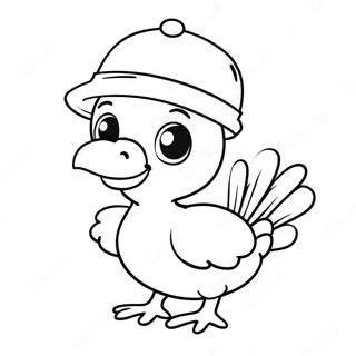 Pagina Para Colorear De Un Pavo Bebe Bonito Con Sombrero 28807-26062