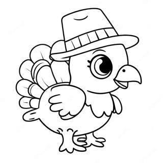 Pagina Para Colorear De Un Pavo Bebe Bonito Con Sombrero 28807-26063