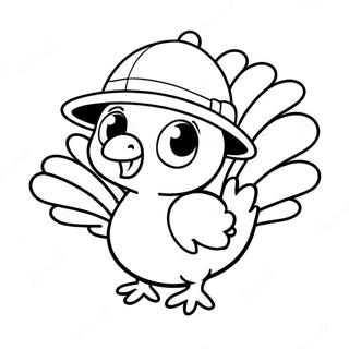 Pagina Para Colorear De Un Pavo Bebe Bonito Con Sombrero 28807-26064