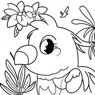 Pagina Para Colorear De Aves Tropicales Coloridas Y Flores Brillantes 28867-26109