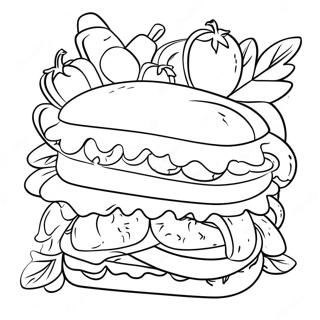 Pagina Para Colorear De Un Delicioso Sandwich Con Verduras 28907-26142