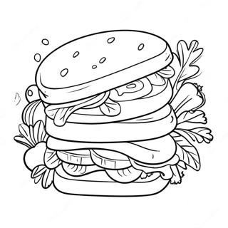 Pagina Para Colorear De Un Delicioso Sandwich Con Verduras 28907-26143