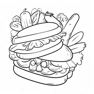 Pagina Para Colorear De Un Delicioso Sandwich Con Verduras 28907-26144