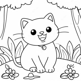 Pagina Para Colorear De Gato De Dibujos Animados Jugueton En El Jardin 2919-2365