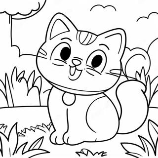 Pagina Para Colorear De Gato De Dibujos Animados Jugueton En El Jardin 2919-2367