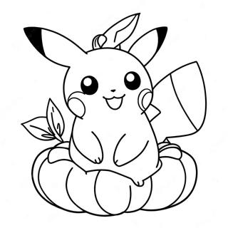 Pagina Para Colorear De Pikachu Adorable En Una Calabaza 29267-26429