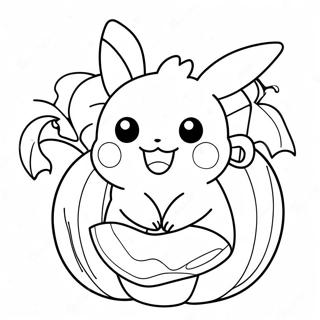 Pagina Para Colorear De Pikachu Adorable En Una Calabaza 29267-26430