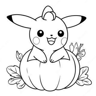 Pagina Para Colorear De Pikachu Adorable En Una Calabaza 29267-26431