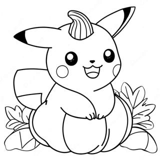 Pagina Para Colorear De Pikachu Adorable En Una Calabaza 29267-26432