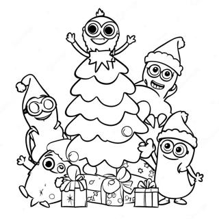 Pagina Para Colorear De Minions Festivos Decorando Un Arbol 29558-26653