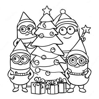 Pagina Para Colorear De Minions Festivos Decorando Un Arbol 29558-26654