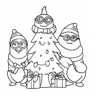 Pagina Para Colorear De Minions Festivos Decorando Un Arbol 29558-26655