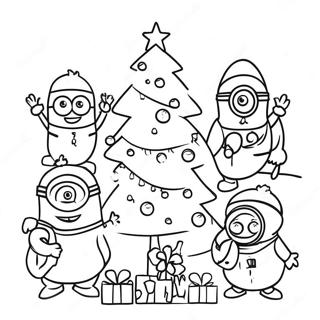 Pagina Para Colorear De Minions Festivos Decorando Un Arbol 29558-26656