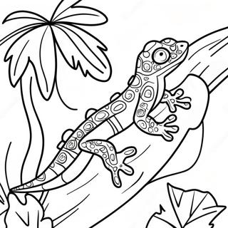 Pagina Para Colorear De Gecko Colorido En Una Selva Tropical 29668-26741