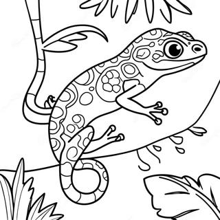 Pagina Para Colorear De Gecko Colorido En Una Selva Tropical 29668-26743