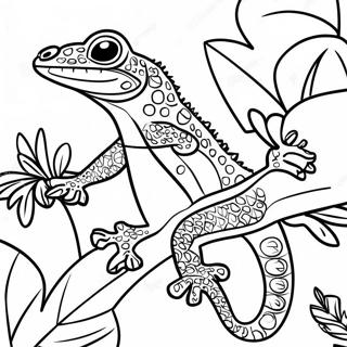 Pagina Para Colorear De Gecko Colorido En Una Selva Tropical 29668-26744