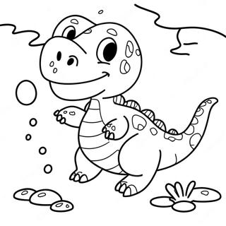 Pagina Para Colorear De Un Dinosaurio Acuatico Amigable Nadando 29778-26829