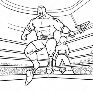 Pagina Para Colorear De Un Luchador De Wwe Saltando Sobre Su Oponente 29838-26879