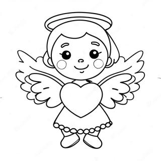 Pagina Para Colorear De Un Lindo Angelito Con Corazon 30049-27040