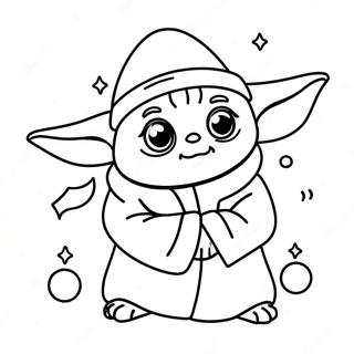 Pagina Para Colorear De Baby Yoda Lindo Con Gorro De Santa 30139-27109