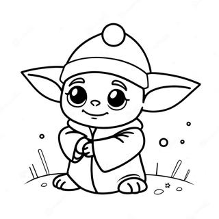 Pagina Para Colorear De Baby Yoda Lindo Con Gorro De Santa 30139-27112