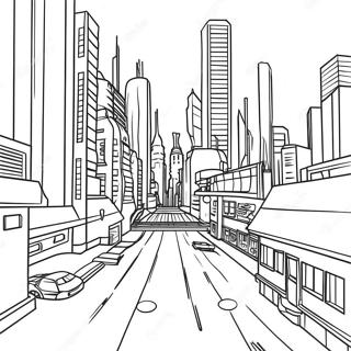 Pagina Para Colorear De Paisaje Urbano Cyberpunk 30218-27170