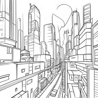 Pagina Para Colorear De Paisaje Urbano Cyberpunk 30218-27171