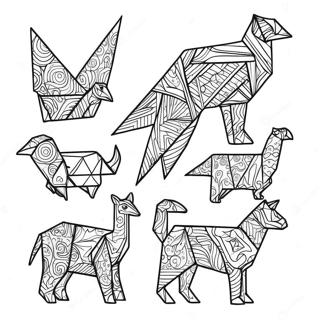 Pagina Para Colorear De Animales De Origami Coloridos 30259-27205