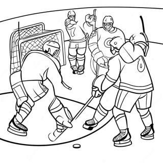 Pagina Para Colorear De Escena Emocionante De Juego De Hockey 302-248