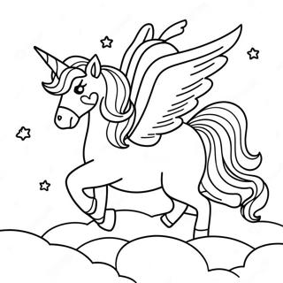 Pagina Para Colorear De Unicornio Sonador En El Cielo 31059-27842