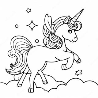 Pagina Para Colorear De Unicornio Sonador En El Cielo 31059-27843