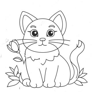 Pagina Para Colorear De Gato Lindos Con Flores 31199-27953