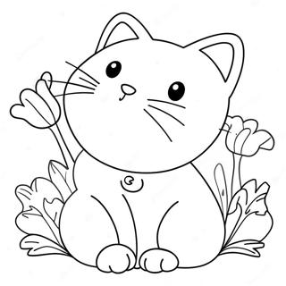 Pagina Para Colorear De Gato Lindos Con Flores 31199-27956