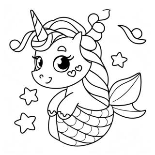 Pagina Para Colorear De Sirena Adorable Y Unicornio 31318-28047