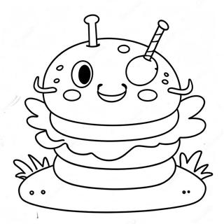 Pagina Para Colorear De Krabby Patty Lindo Con Cara Sonriente 31399-28116