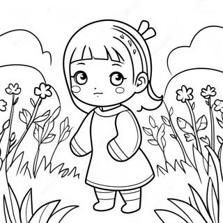 Pagina Para Colorear De Hinata Linda En Un Campo De Flores 31439-28145