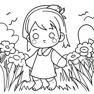 Pagina Para Colorear De Hinata Linda En Un Campo De Flores 31439-28147