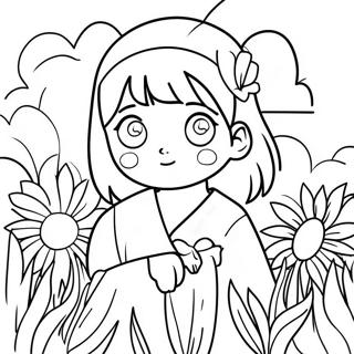 Pagina Para Colorear De Hinata Linda En Un Campo De Flores 31439-28148