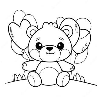 Pagina Para Colorear Oso Kawaii Bonito Con Globos 31769-16321