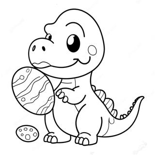 Pagina Para Colorear De Dinosaurio Lindo Con Huevos De Pascua 31920-16433