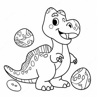 Pagina Para Colorear De Dinosaurio Lindo Con Huevos De Pascua 31920-16435