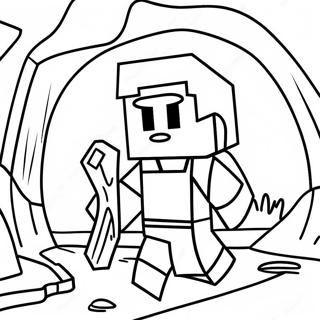 Pagina Para Colorear De Alex De Minecraft Aventurero Explorando Una Cueva 32120-16596