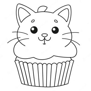 Gatito Cupcake Páginas Para Colorear