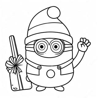 Pagina Para Colorear De Minion Festivo Con Sombrero De Santa 32210-16665