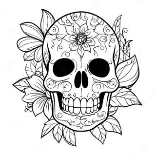 Pagina Para Colorear De Un Tatuaje De Calavera Floral 32330-16761